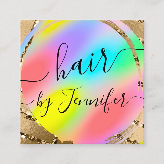 Loyality  Drips 6 Punches Hair Lash Makeup Rainbow Square Business Card (Front)