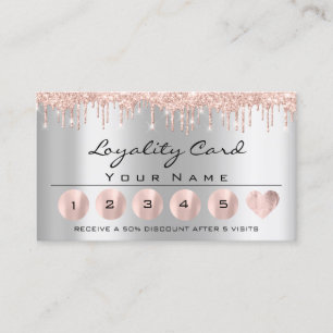 Loyaliy 6 Aesthetician Rose Drips Grey Heart Lash Business Card