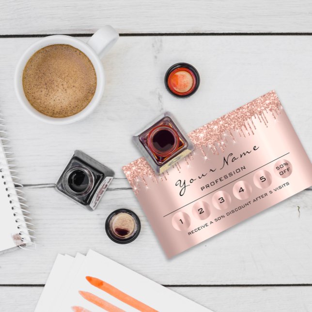 Loyaliy 6 Makeup Hairdresser Eyelash Rose Drips Business Card (FlorenceK Appointment Card)