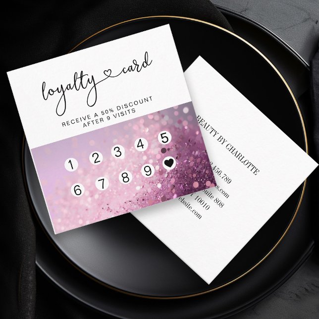 Loyalty 10 Nails Lashes Glitter Square Business Card (Creator Uploaded)