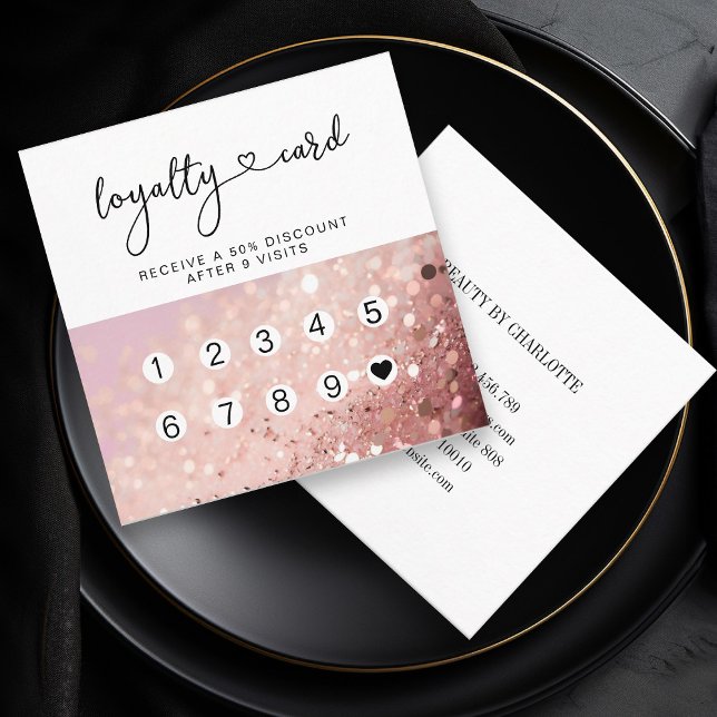 Loyalty 10 Nails Lashes Glitter Square Business Card (Creator Uploaded)