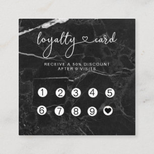 Loyalty 10 Nails Lashes  Marble  Square Business Card