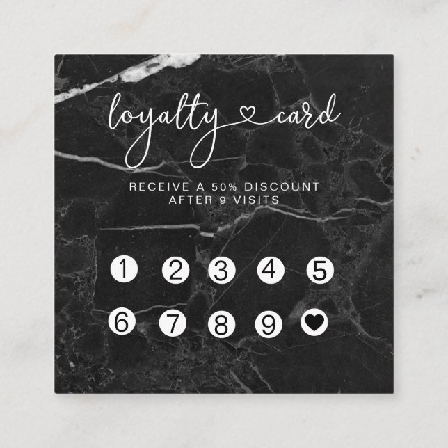 Loyalty 10 Nails Lashes  Marble  Square Business Card (Back)