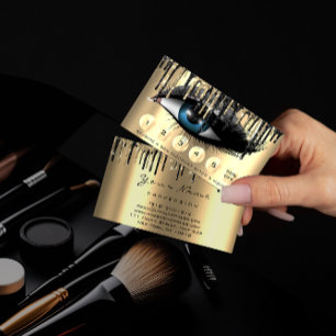 Loyalty  6 Makeup Makeup Eyelash Gold Gray Drips Business Card