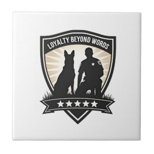 Loyalty Beyond Words Vintage K9 Police Badge Vecto Tile
