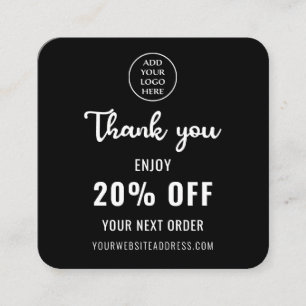 Loyalty Black White Elegant QR Code Business Logo Discount Card