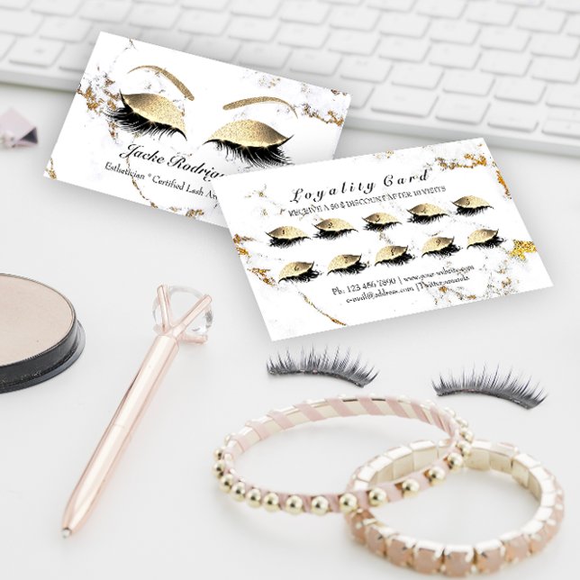 Loyalty Card 10 Makeup Artist Lashes Marble Gold (Loyalty Card 10 Makeup Artist Lashes Marble Gold)