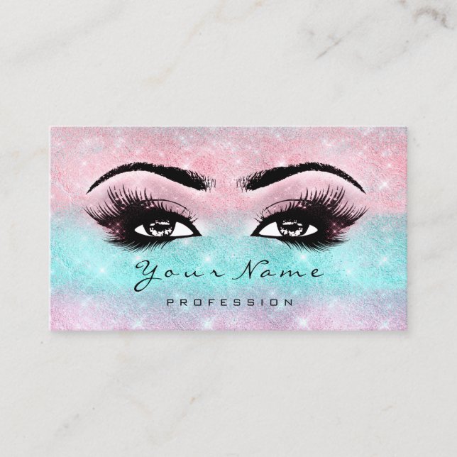 Loyalty Card 10 Makeup Lashes Extension Blue Pink (Front)