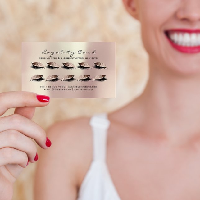 Loyalty Card 10 Makeup Lashes Extension Rose Gold (Creator Uploaded)