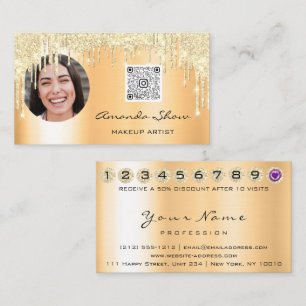 Loyalty Card 10 Punch Crown Coral Gold QR Photo