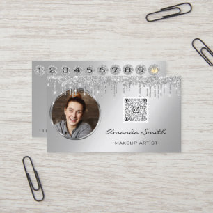 Loyalty Card 10 Punch Crown Silver QR Logo Photo