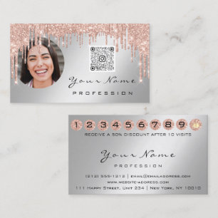 Loyalty Card 10 Punch Crown Silver QR Logo Photo