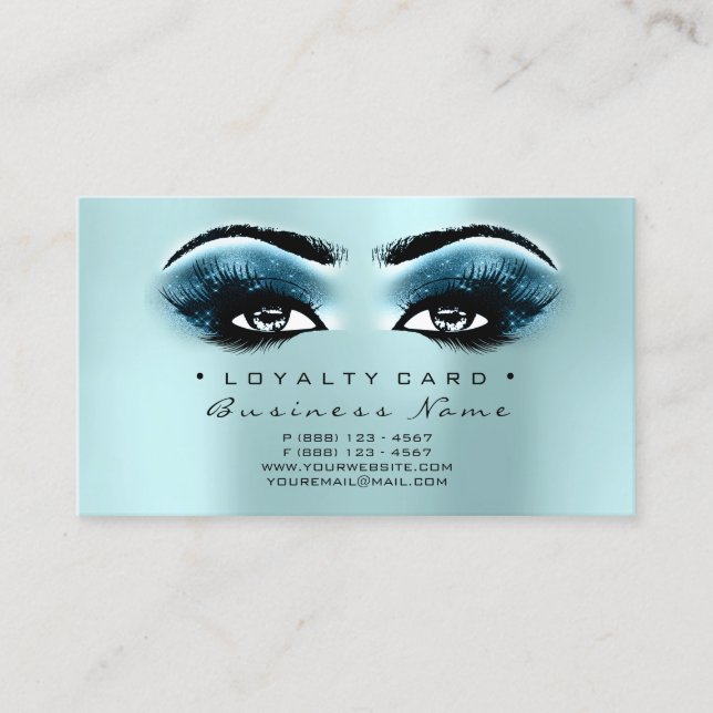 Loyalty Card 6 Beauty Salon Lash Aqua Pink Blue (Front)