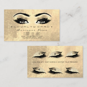 Loyalty Card 6 Beauty Salon Lash Makeup Brown Gold