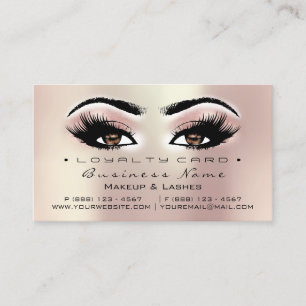 Loyalty Card 6 Beauty Salon Lash Peach Rose Brown