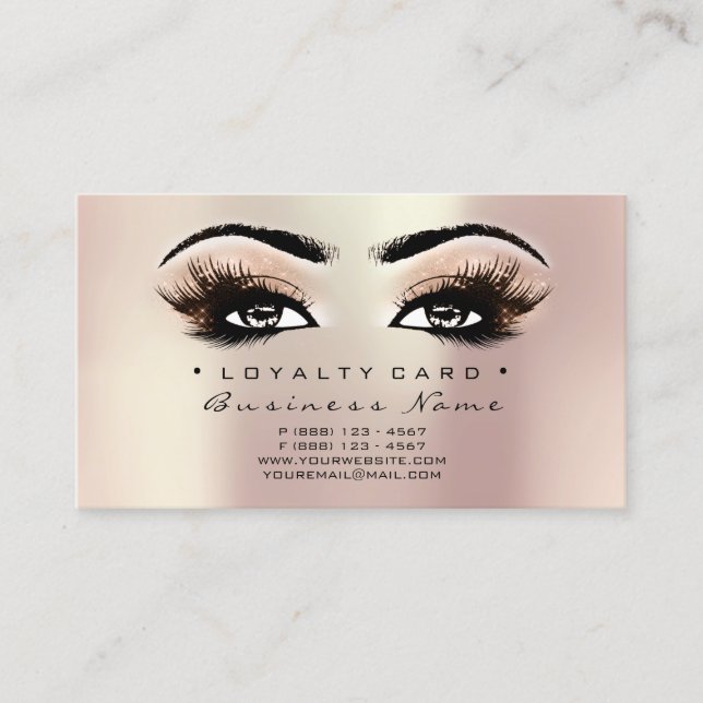Loyalty Card 6 Beauty Salon Lash Rose Gold Blush (Front)