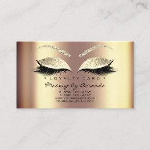 Loyalty Card 6 Beauty Salon Lash Sepia Honey Gold