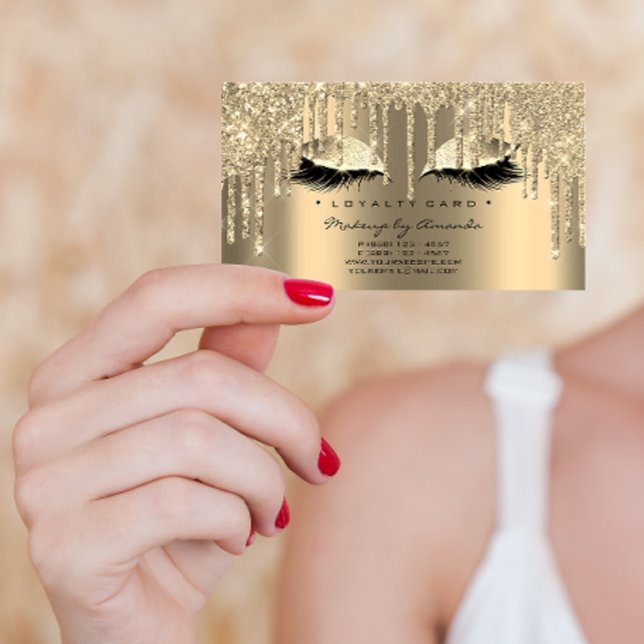 Loyalty Card 6 Beauty Salon Lash Spark Gold Drips (Creator Uploaded)