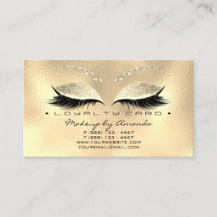 Loyalty Card 6 Beauty Salon Lashes Champaigne Gold