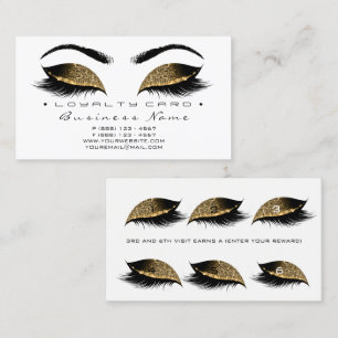 Loyalty Card 6 Beauty Salon Lashes Gold White Wax