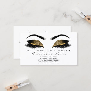 Loyalty Card 6 Beauty Salon Lashes Gold White Waxi