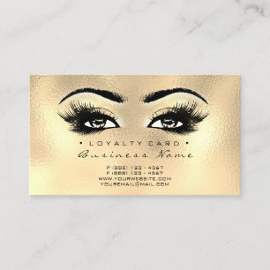 Loyalty Card 6 Beauty Salon Lashes Makeup Gold