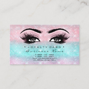 Loyalty Card 6 Beauty Salon Lashes Pink Ocean Blue