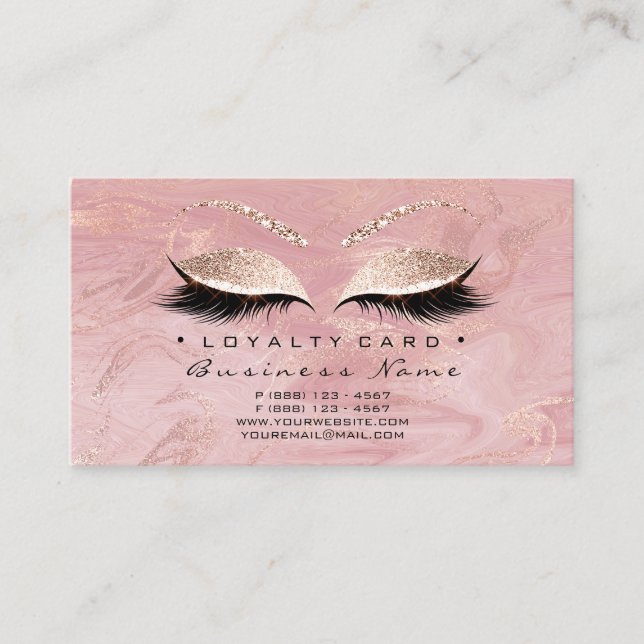Loyalty Card 6 Beauty Salon Lashes Pink Rose (Front)