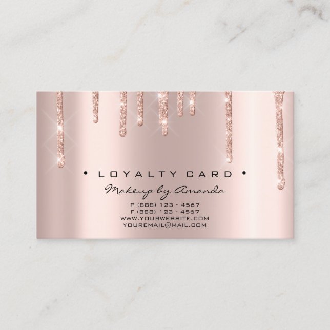 Loyalty Card 6 Beauty Salon Lashes Rose Gold Glitt (Front)