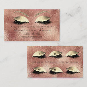 Loyalty Card 6 Beauty Salon Lashes Rose Peach Gold