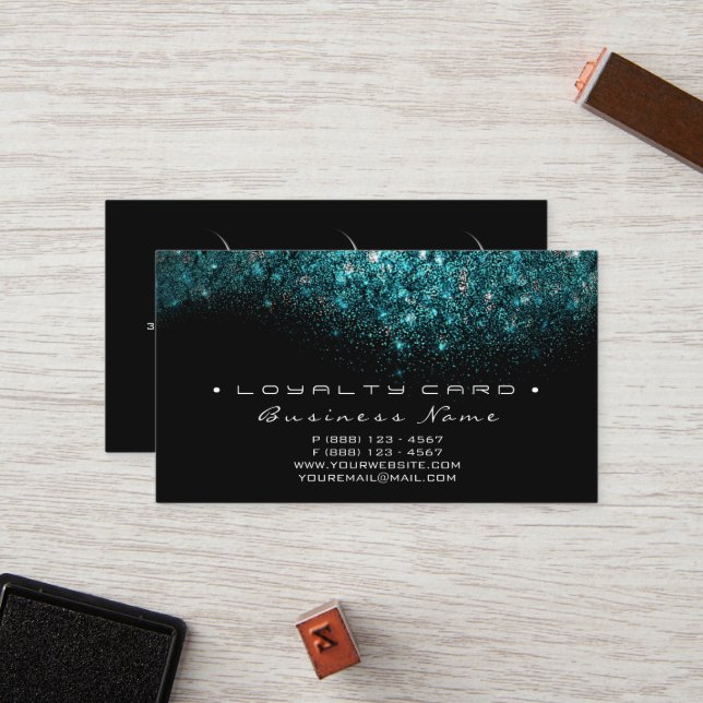 Loyalty Card 6 Beauty Salon Lashes Turquoise Blue (Front/Back In Situ)