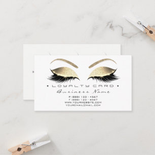 Loyalty Card 6 Beauty Salon Lashes White Glam Gold
