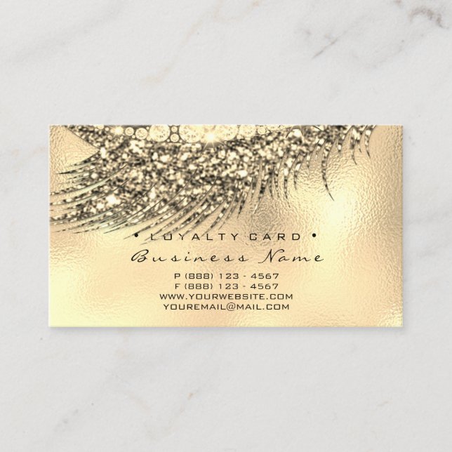Loyalty Card 6 Beauty Salon Lux Lash Gold Metallic (Front)