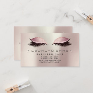 Loyalty Card 6 Beauty Salon Makeup Rose Gold Pearl