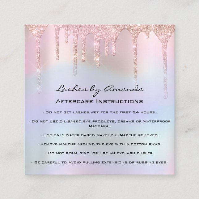 Loyalty Card 6 Punch Aftercare Eyelash Holographic (Front)