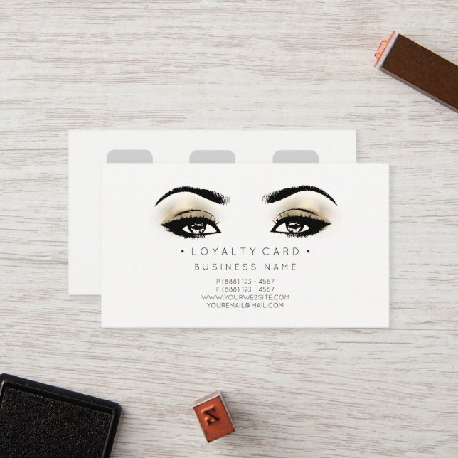 Loyalty Card 6 Punch Customer Beauty Salon Faux (Front/Back In Situ)