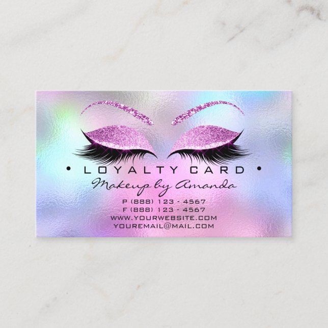 Loyalty Card 6 Punch Makeup Artist Heart Fuchsia (Front)