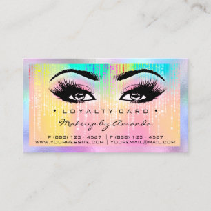Loyalty Card 6 Punch Makeup Artist Heart Rainbow