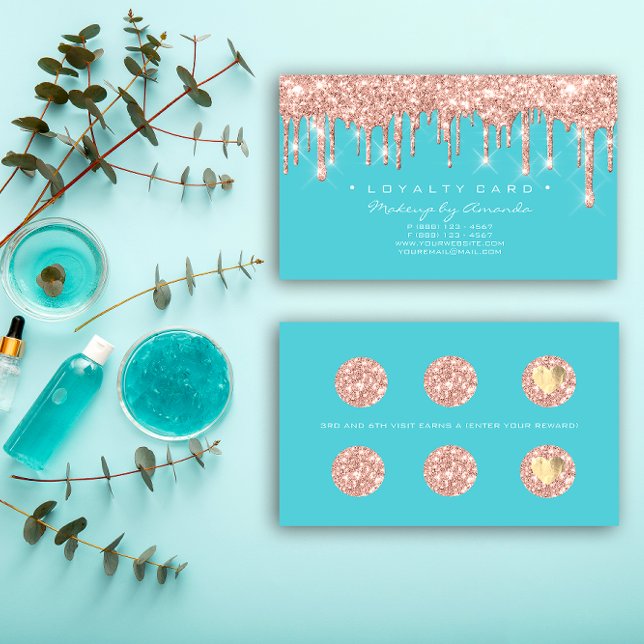 Loyalty Card 6 Punch Makeup Artist Heart Rose Blue (Loyalty Card 6 Punch Makeup Artist Heart Rose Blue)