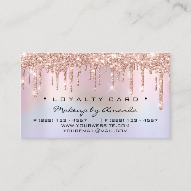 Loyalty Card 6 Punch Makeup Artist Rose holograph (Front)