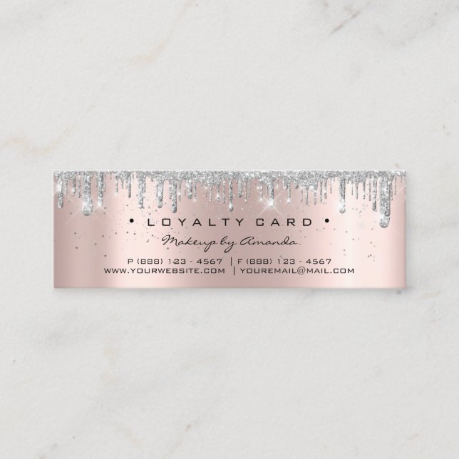 Loyalty Card 6 Punch Makeup Grey Heart Rose Small (Front)