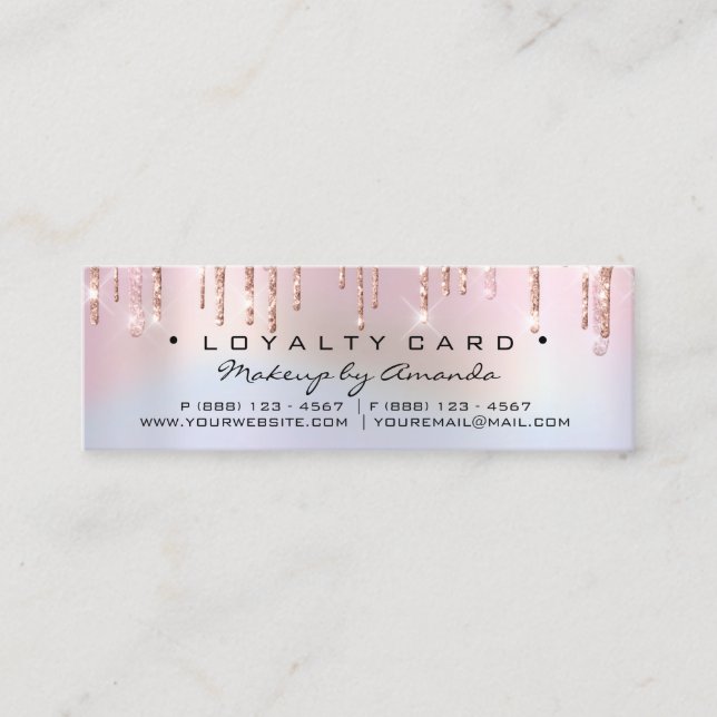 Loyalty Card 6 Punch Makeup Holograph Rose Ombre (Front)