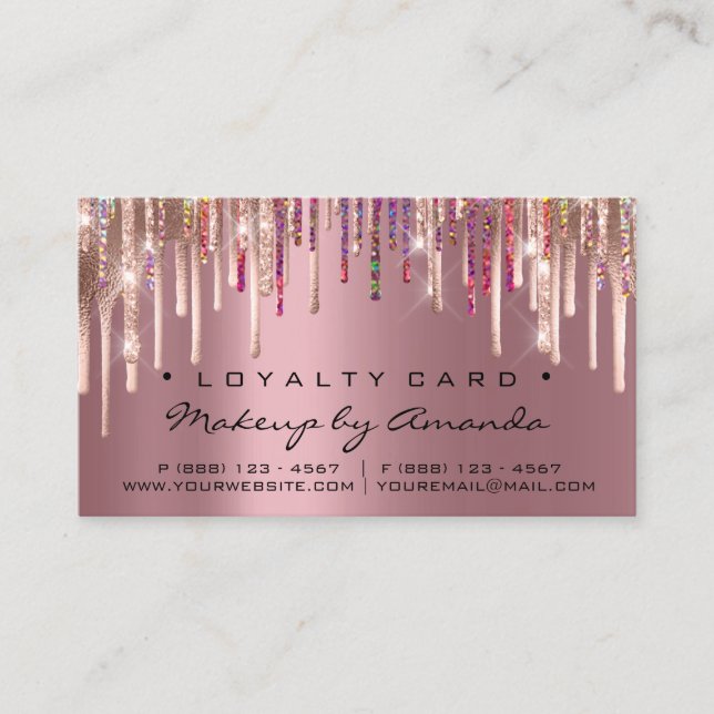 Loyalty Card 6 Punch Makeup Holograph Rose Pink (Front)