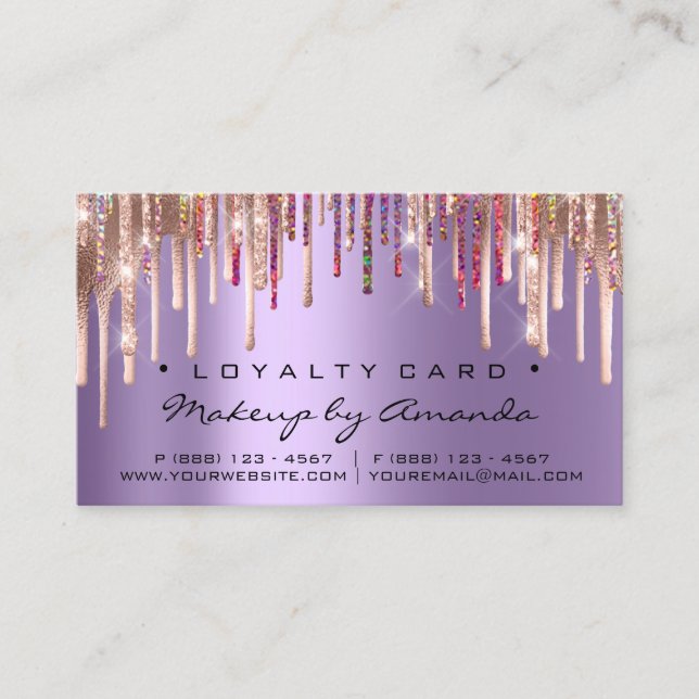 Loyalty Card 6 Punch Makeup Holograph Rose Purple (Front)