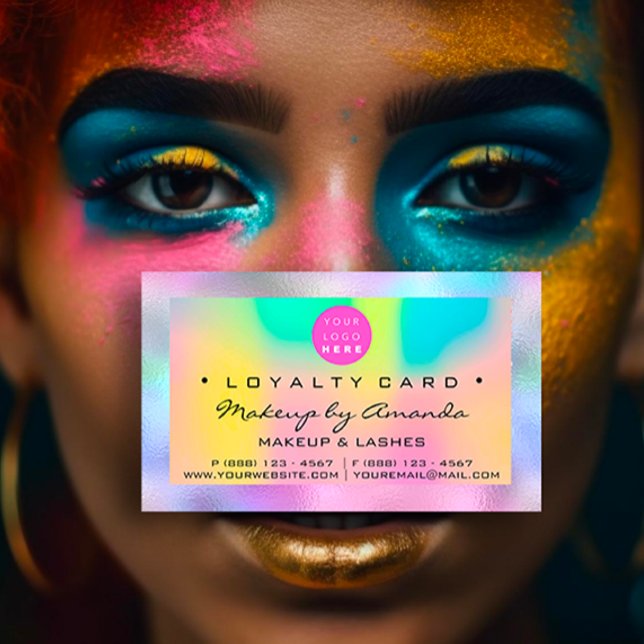 Loyalty Card 6 Punch Makeup Nail Holograph Logo (Loyalty Card 6 Punch Makeup Nail Holograph Logo)