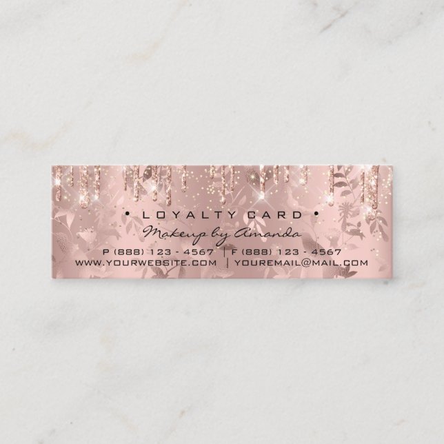 Loyalty Card 6 Punch Makeup Rose Floral Small Drip (Front)