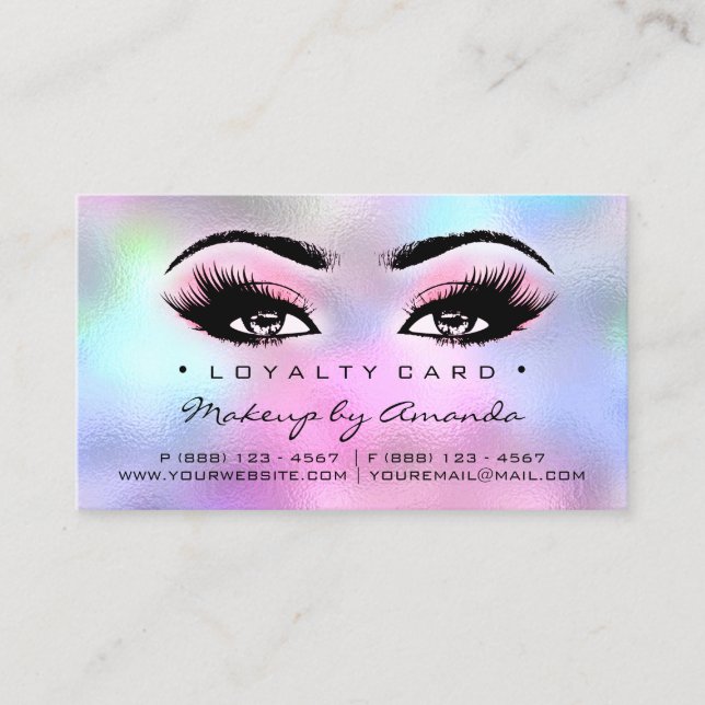 Loyalty Card 6 Punch Pink Makeup Artist (Front)