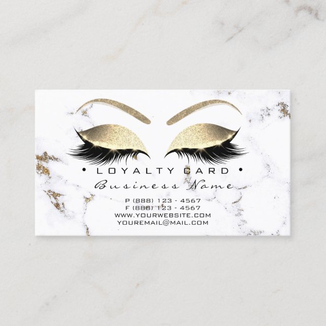 Loyalty Card 6 Punch Salon Lashes Marble Makeup (Front)