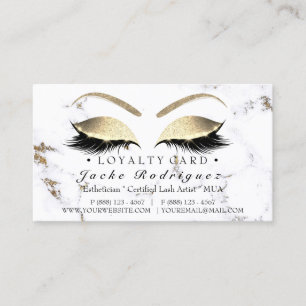 Loyalty Card 6 Punch Salon Lashes Marble Makeup