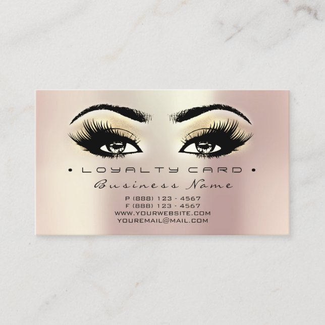 Loyalty Card 6 Stamps Beauty Salon Lashes Makeup (Front)